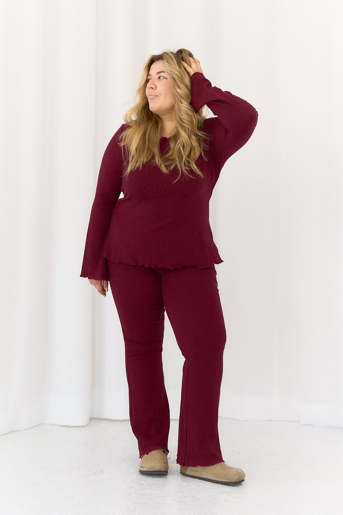 Flare Ribbed Bordo