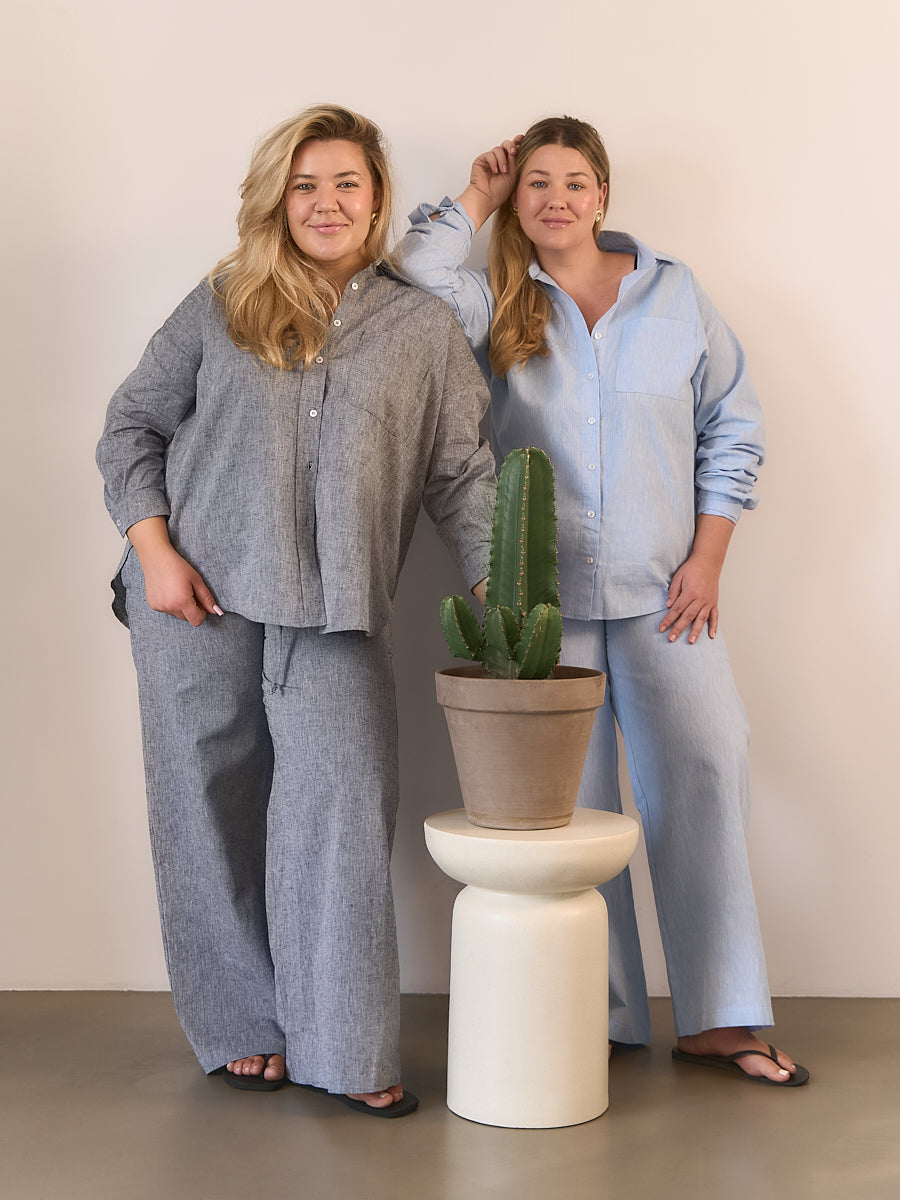 Spodnie Linen Blue