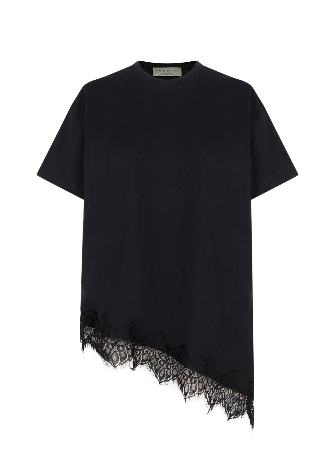 T-shirt Asymetric Crochet Black