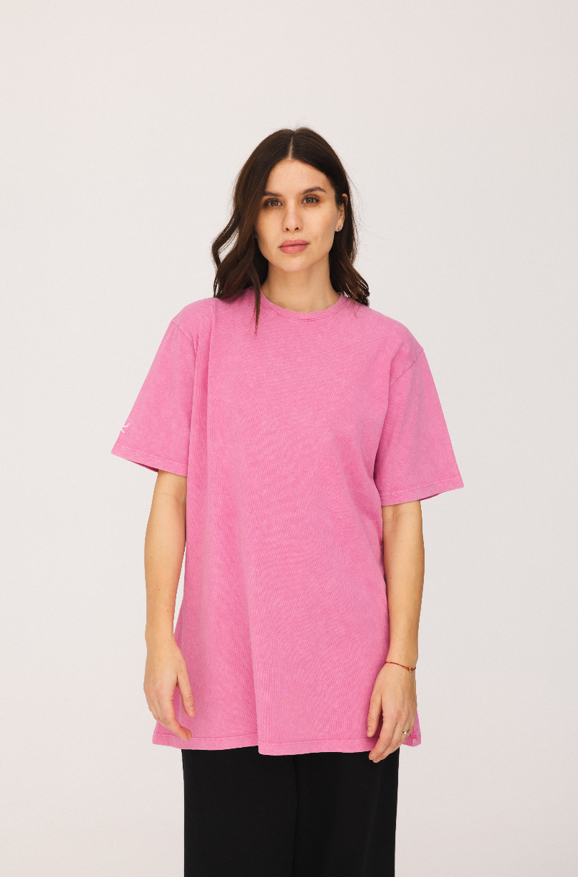T-shirt Long Washed Pink