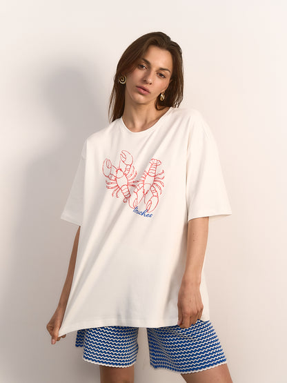 T-shirt Long Lobster off white