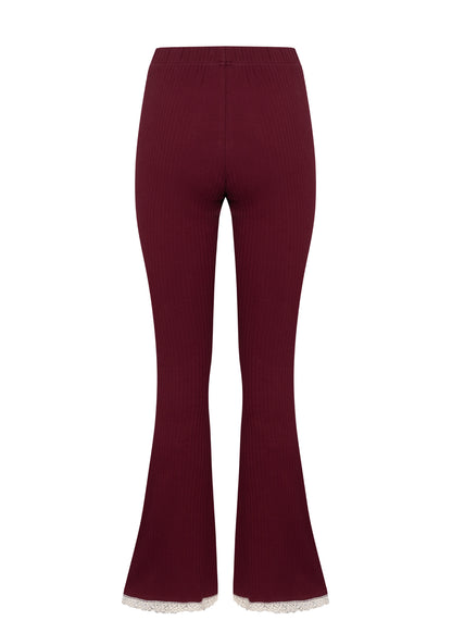 Flare Ribbed Crochet Bordo