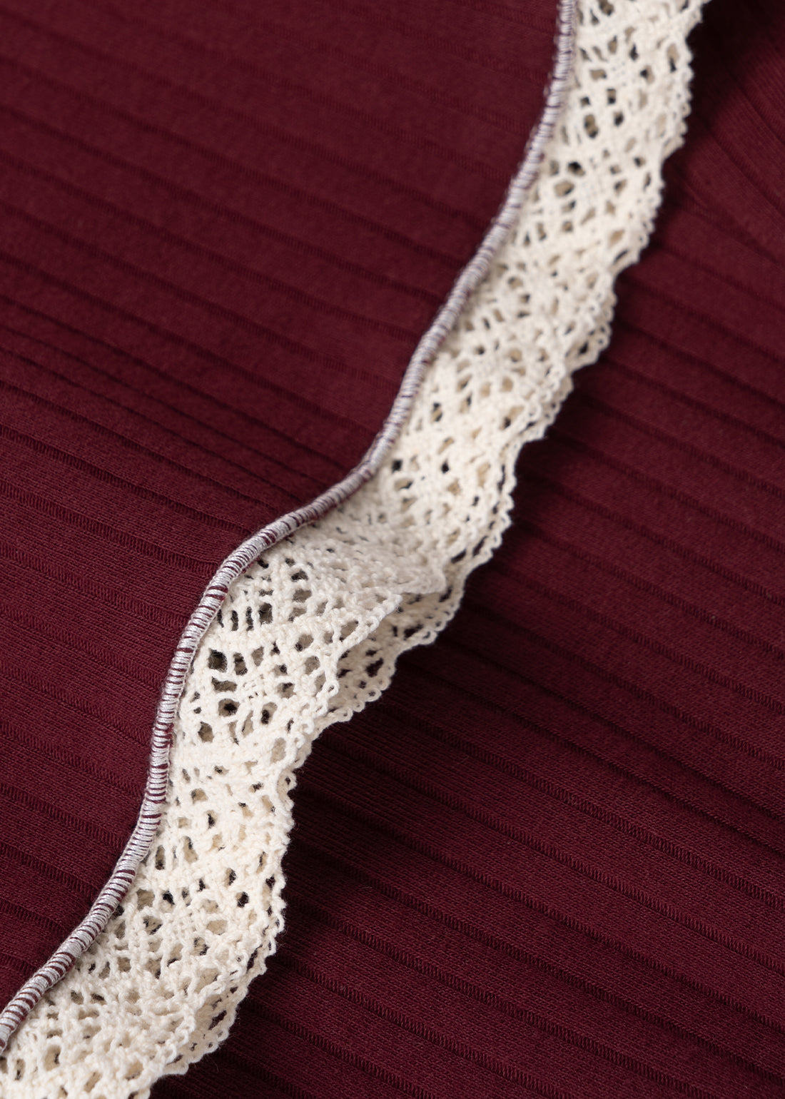 Flare Ribbed Crochet Bordo