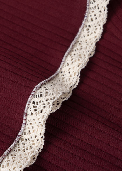 Flare Ribbed Crochet Bordo