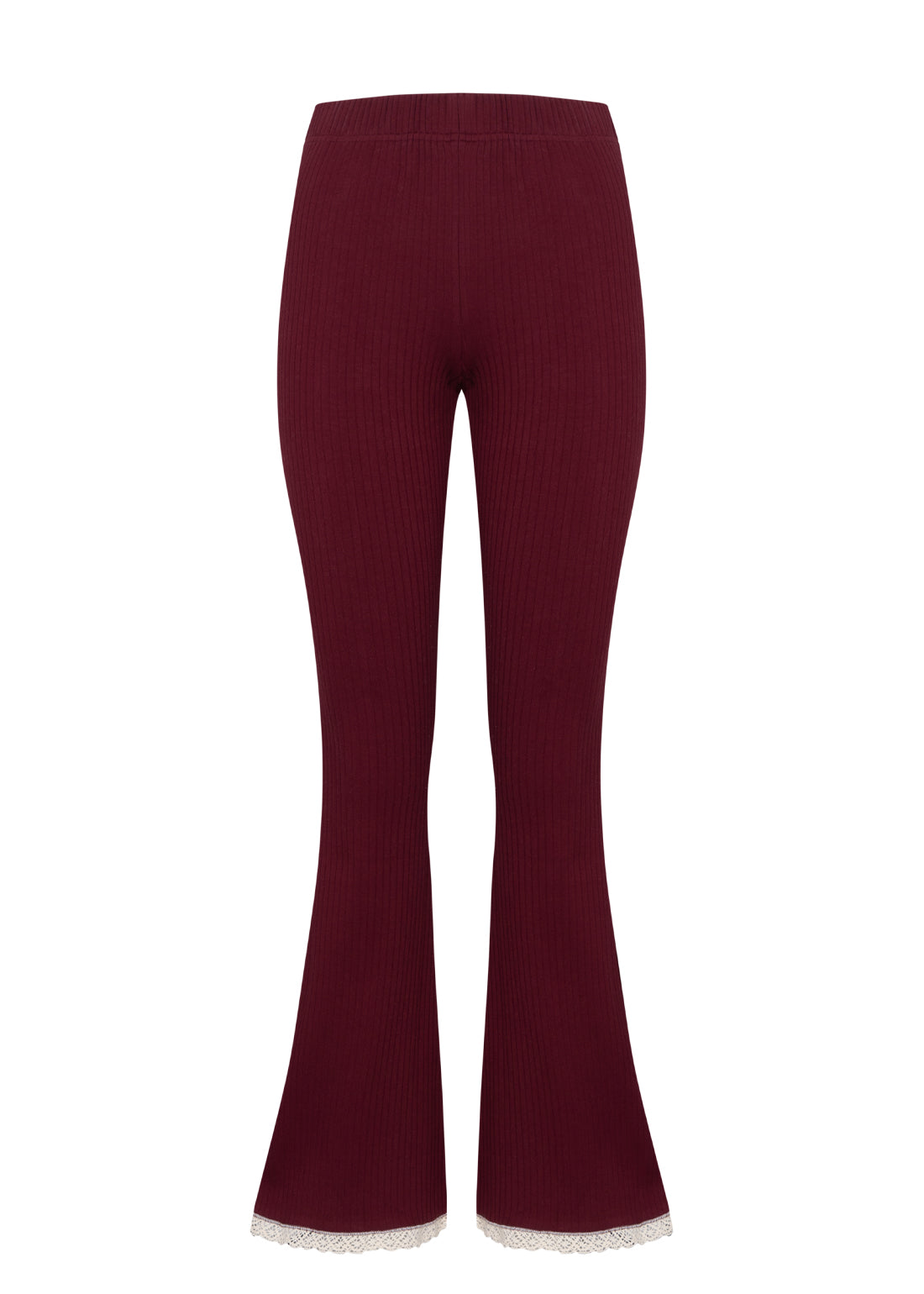 Flare Ribbed Crochet Bordo
