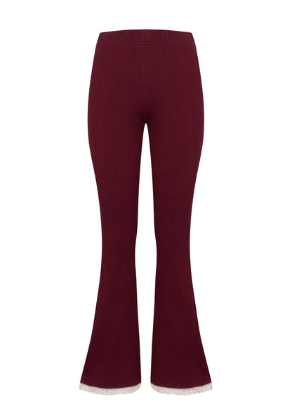 Flare Ribbed Crochet Bordo