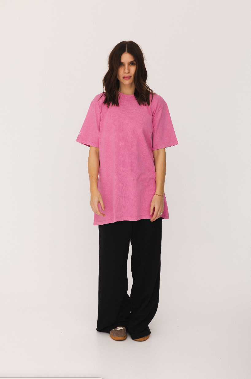 T-shirt Long Washed Pink