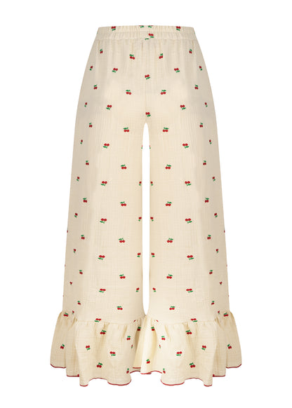 Spodnie z falbaną Cherry Beige